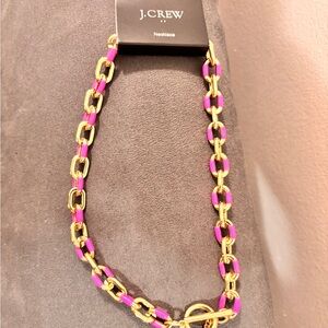 J. Crew Gold Necklace with Vibrant Pink Accents
